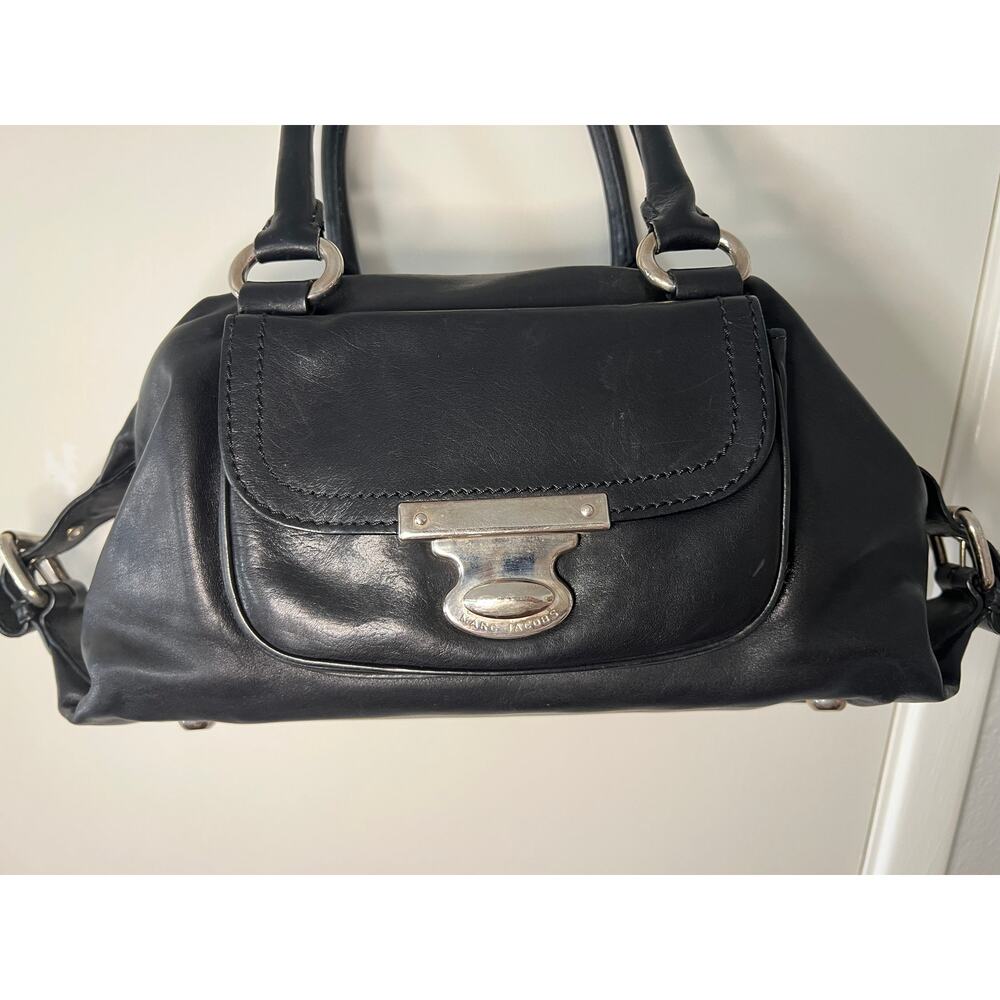 Marc Jacobs Black Leather Hobo with Silver Hardware